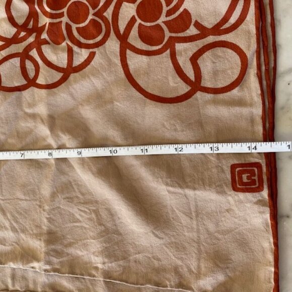 ITALIAN Halle Bros Co Vintage Oblong Scarf Tan Orange - Picture 14 of 15